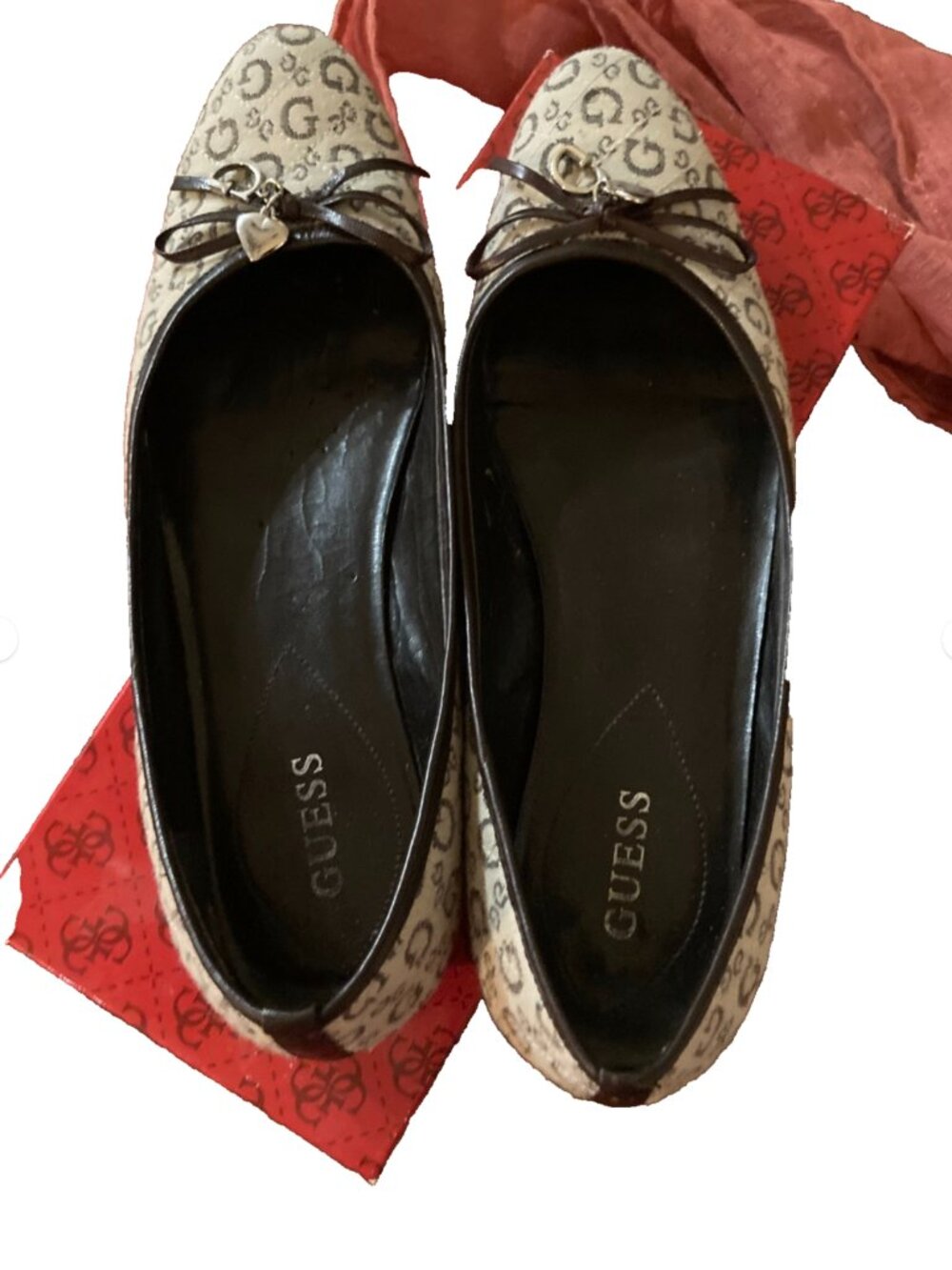 Guess by Marciano MGMAYA Flats, Size 8M, Natural Multifabric